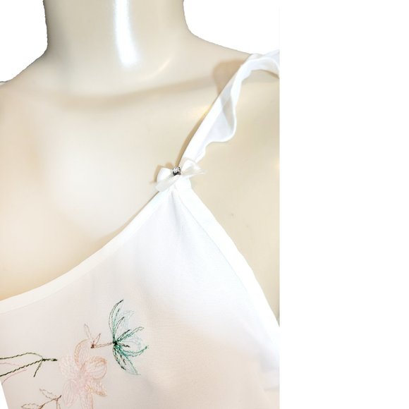 💕 New Vintage White Floral Embroidered Linea Donatella Slip Chemise & Robe Set - Picture 15 of 15